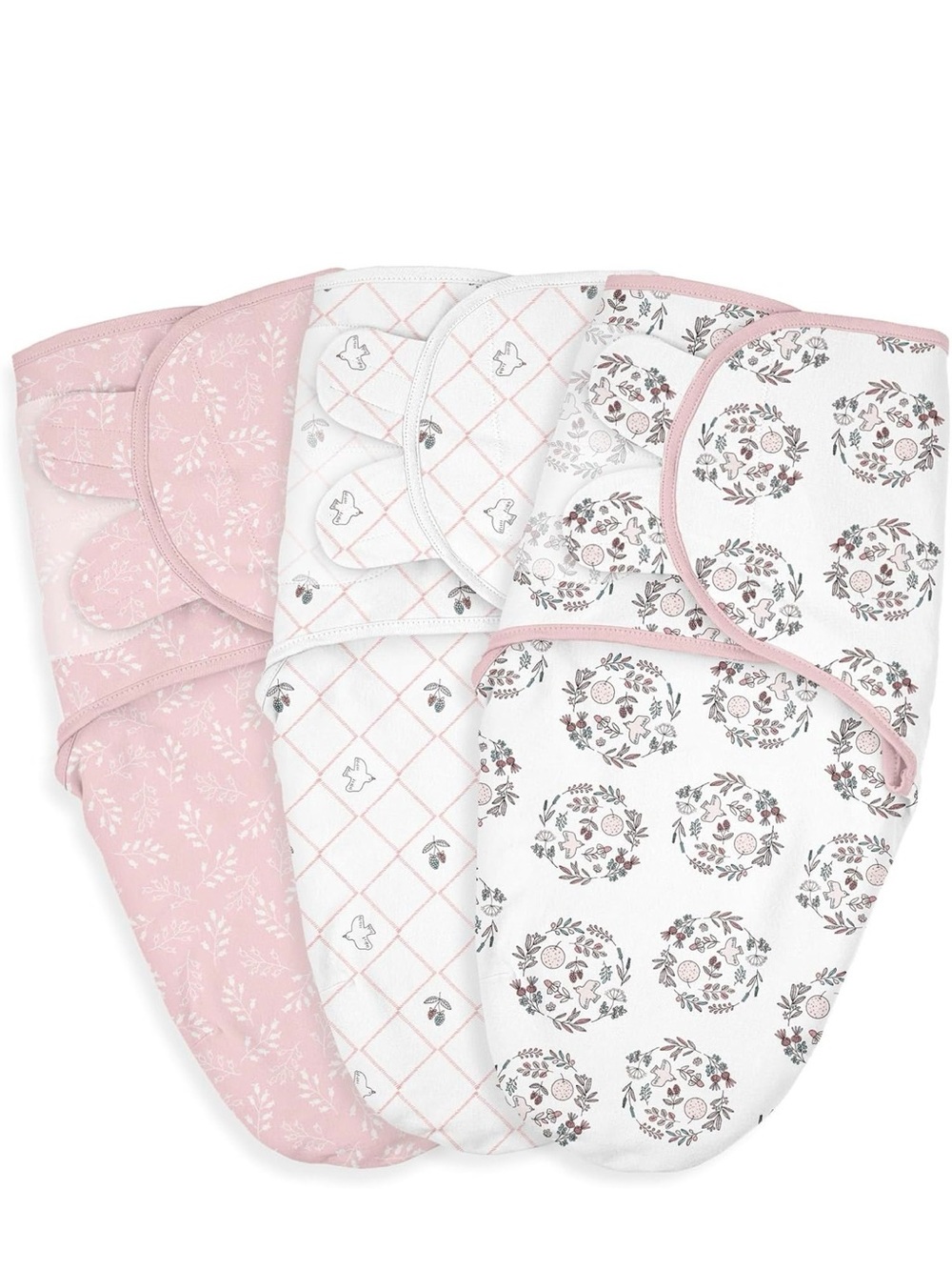 Baby Swaddle Sack 3-Pack - Pink & White
